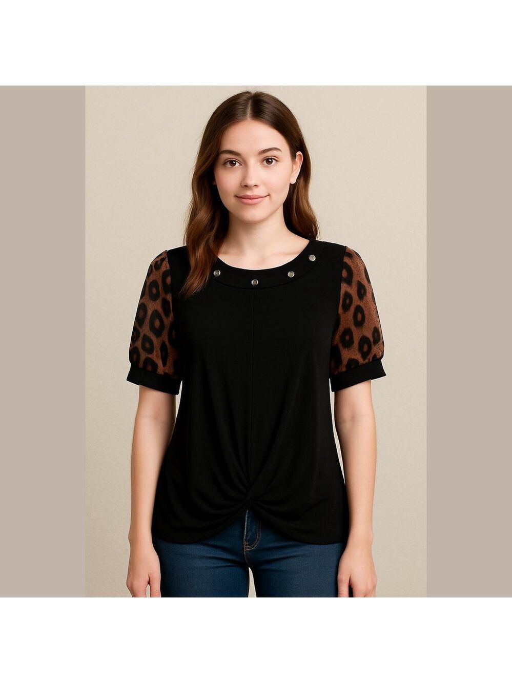 Vintage Cheetah Blouse with Rhinestones
